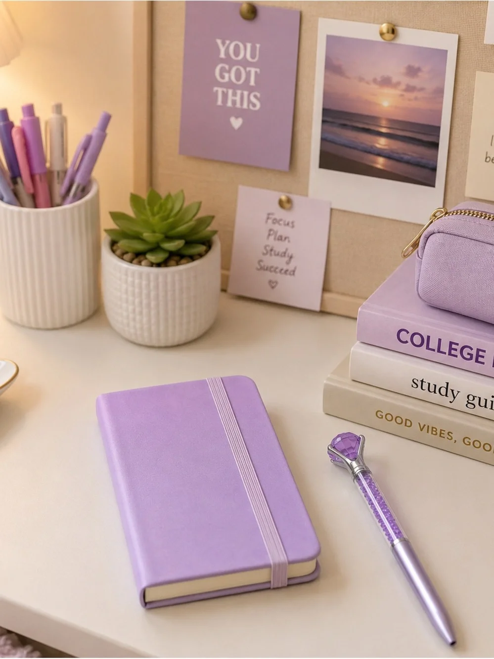 Purple A7 Pocket Notebook & Crystal Diamond Pen Gift Set Journal Planner NEW